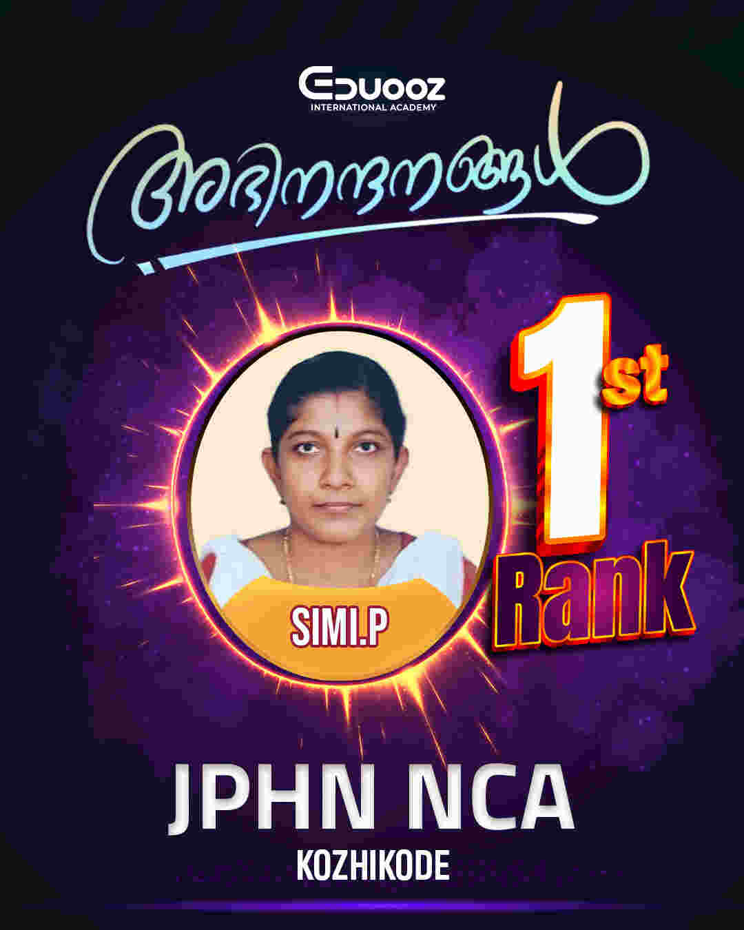 Simi P - JPHN NCA Rank 1, Kozhikode