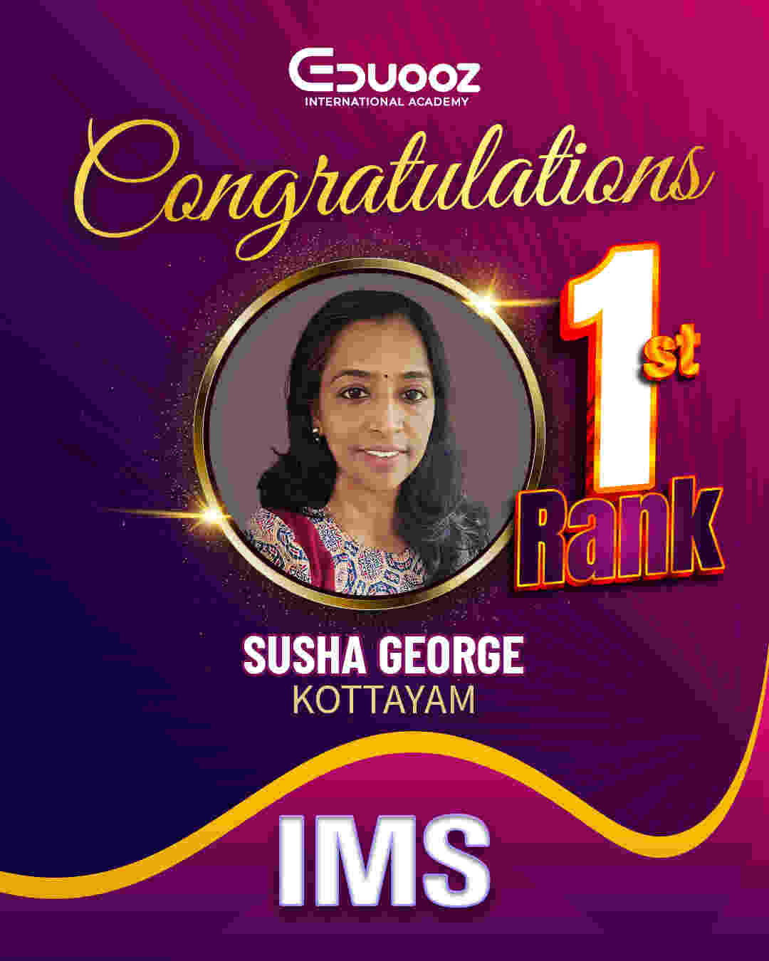 Susha George - IMS Rank 1, Kottayam