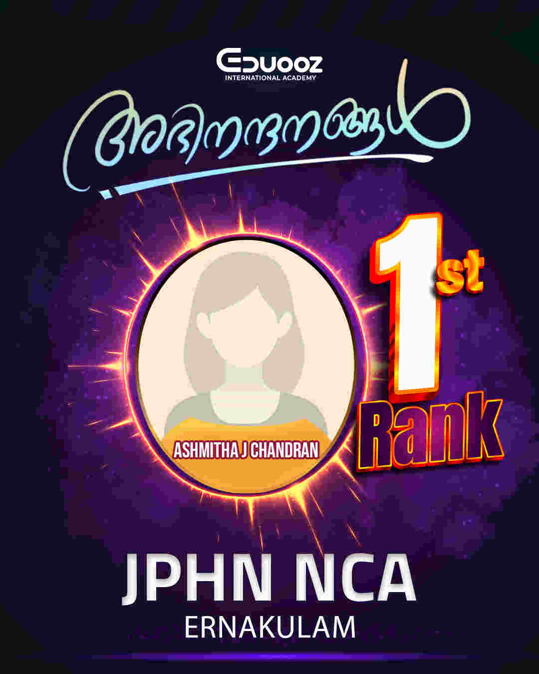 Ashmitha J Chandran - JPHN NCA Rank 1, Ernakulam
