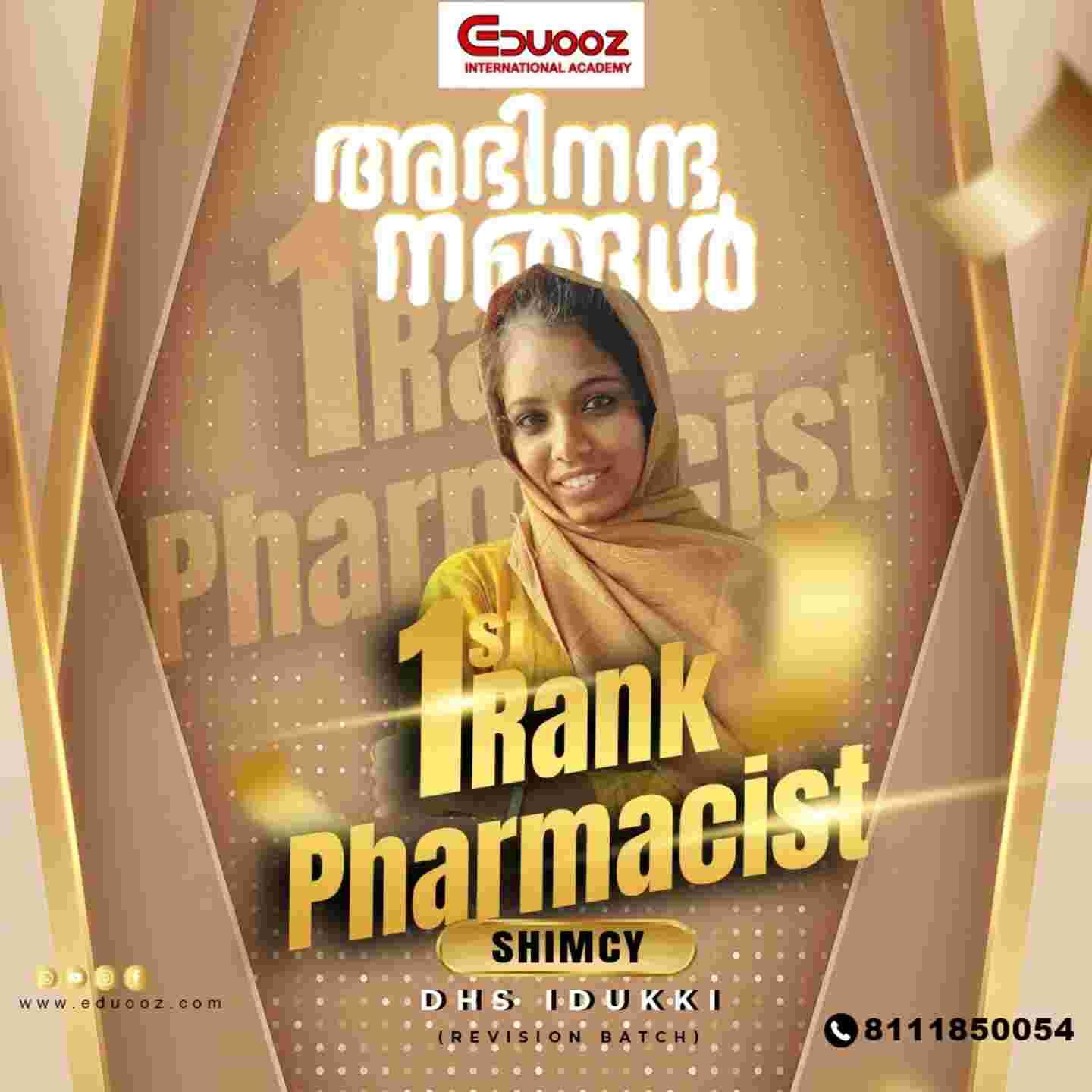 Shimcy - Pharmacist Rank 1, DHS Idukki