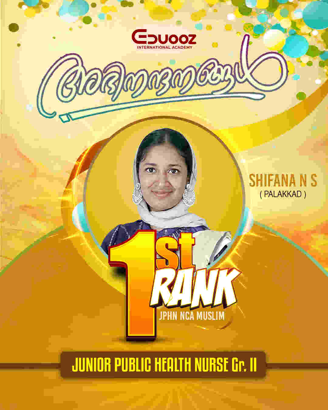 Shifana N S - JPHN NCA Rank 1, Palakkad
