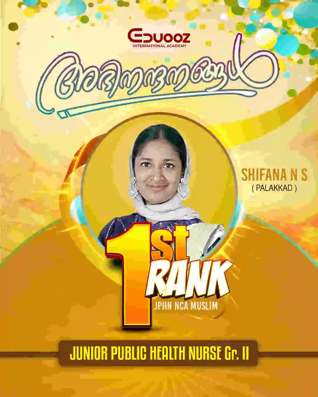 Shifana N S - JPHN NCA Rank 1, Palakkad