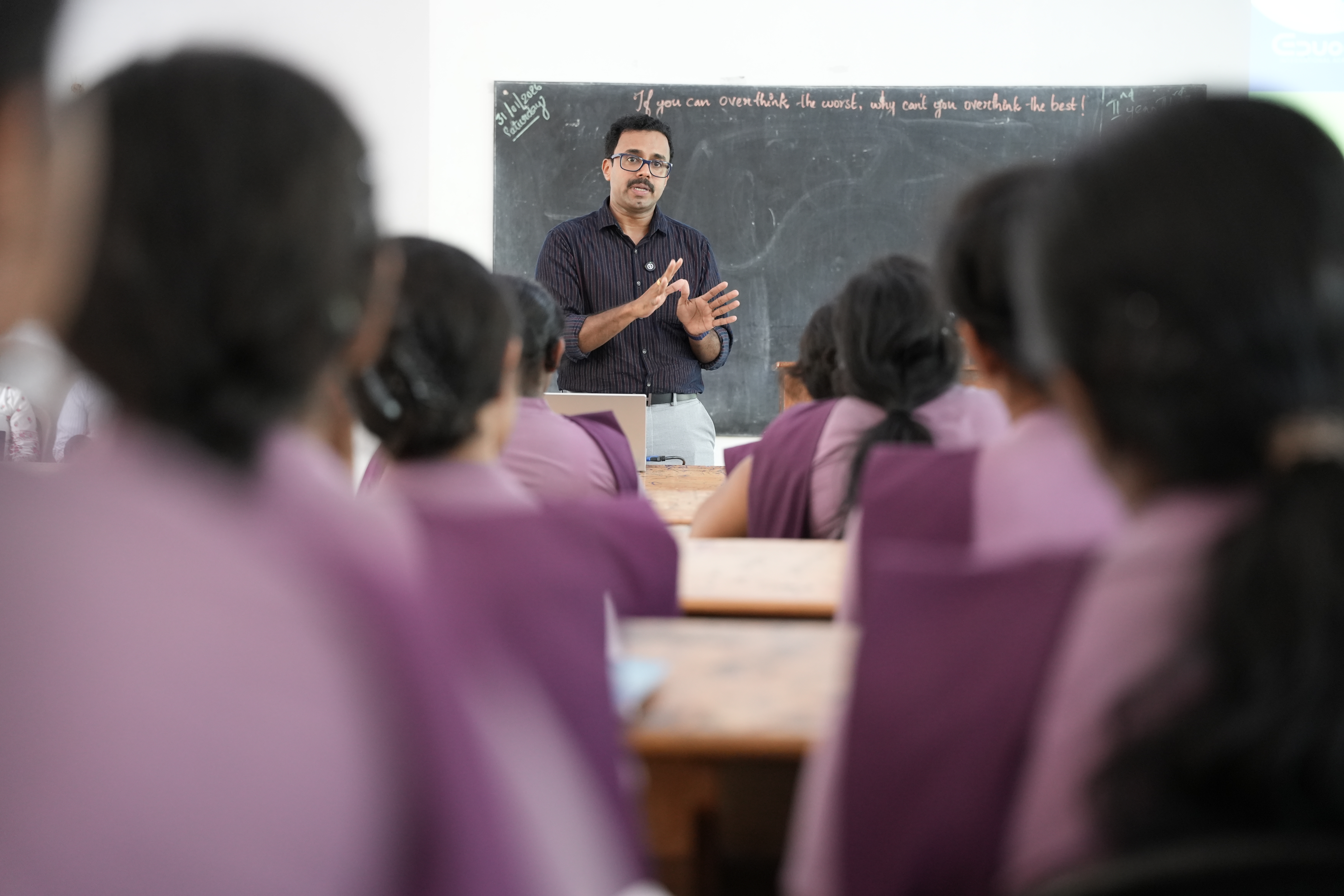 A student asking a question during the EduPath 2026 orientation session