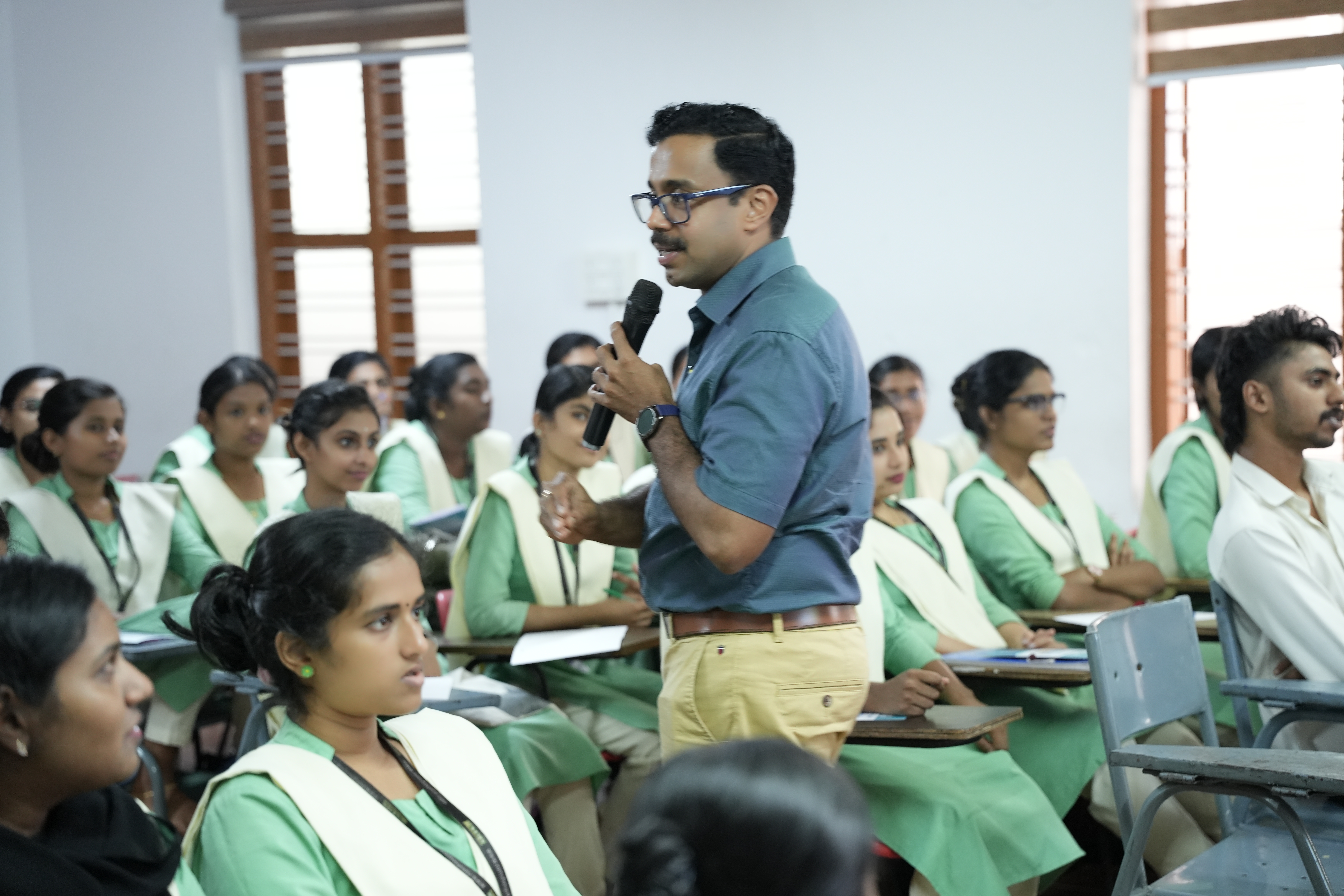Group of students paying close attention during a classroom talk